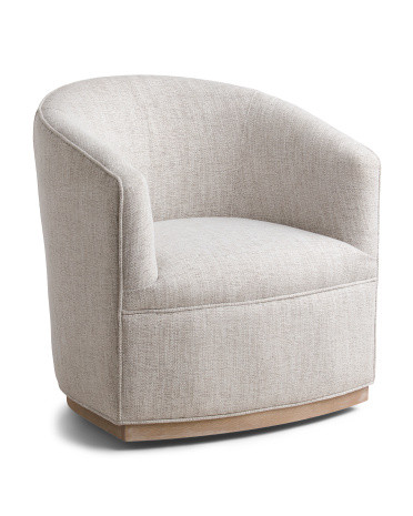 Victoria Swivel Accent Chair In Tweed Alabaster | TJ Maxx