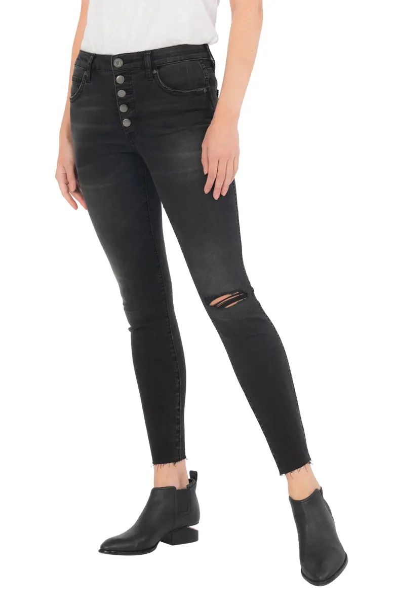 Donna Fab Ab Exposed Button Raw Hem Ankle Skinny Jeans | Nordstrom | Nordstrom