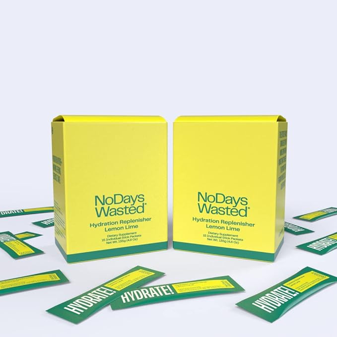 Hydration Replenisher - No Days Wasted - 30 Count - Electrolyte Powder Drink Mix - Lemon Lime - S... | Amazon (US)