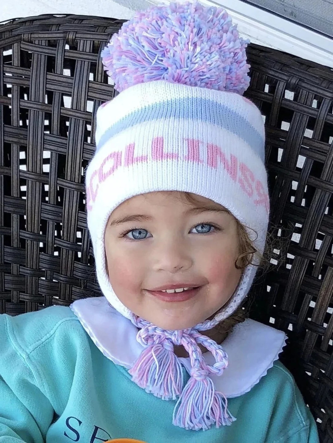 Ear Flap Hat With Name, Bows and Pompom. PLEASE Let Me Know All Colors. - Etsy | Etsy (US)