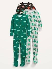 Unisex 2-Way-Zip Snug-Fit Footie One-Piece Pajamas 3-Pack for Toddler & Baby | Old Navy (US)