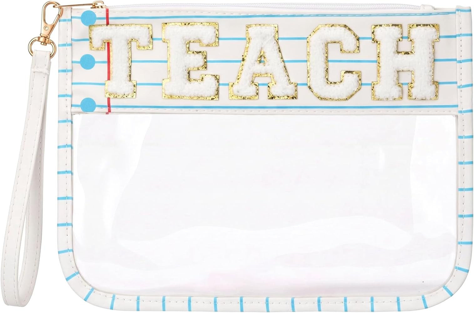 TEACH Chenille Letter Clear Makeup Bag Pouch, Back to School Gifts for Teacher, PVC Clear Zipper ... | Amazon (US)