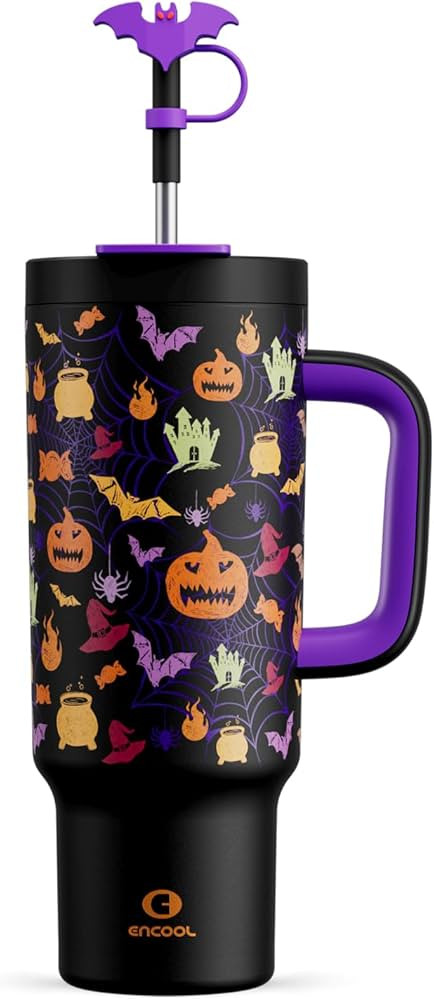 40 oz Halloween Tumbler with Handle and Straw, 100% Leakproof Tumbler with Lid and Straw, Stainle... | Amazon (US)