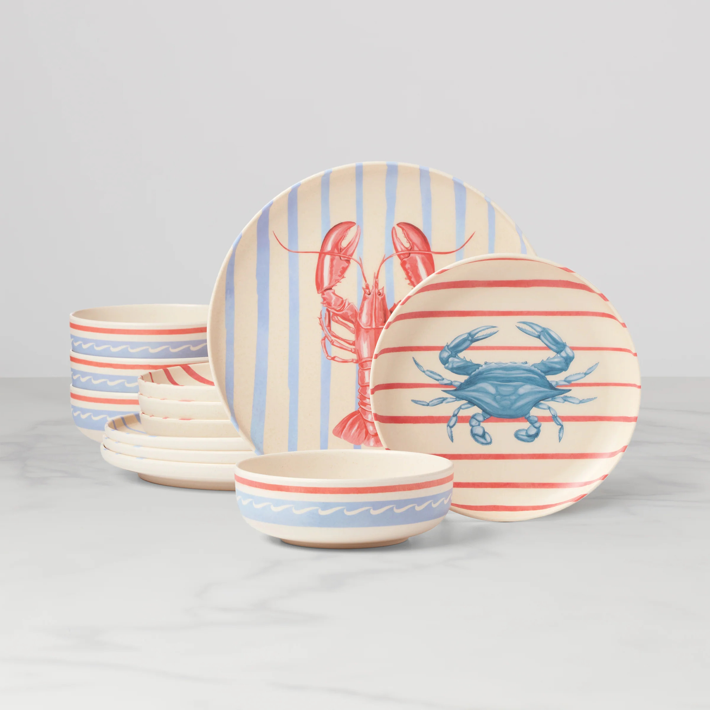 24 Seven Melamine, Wharfside 12-Piece Dinnerware Set | Lenox