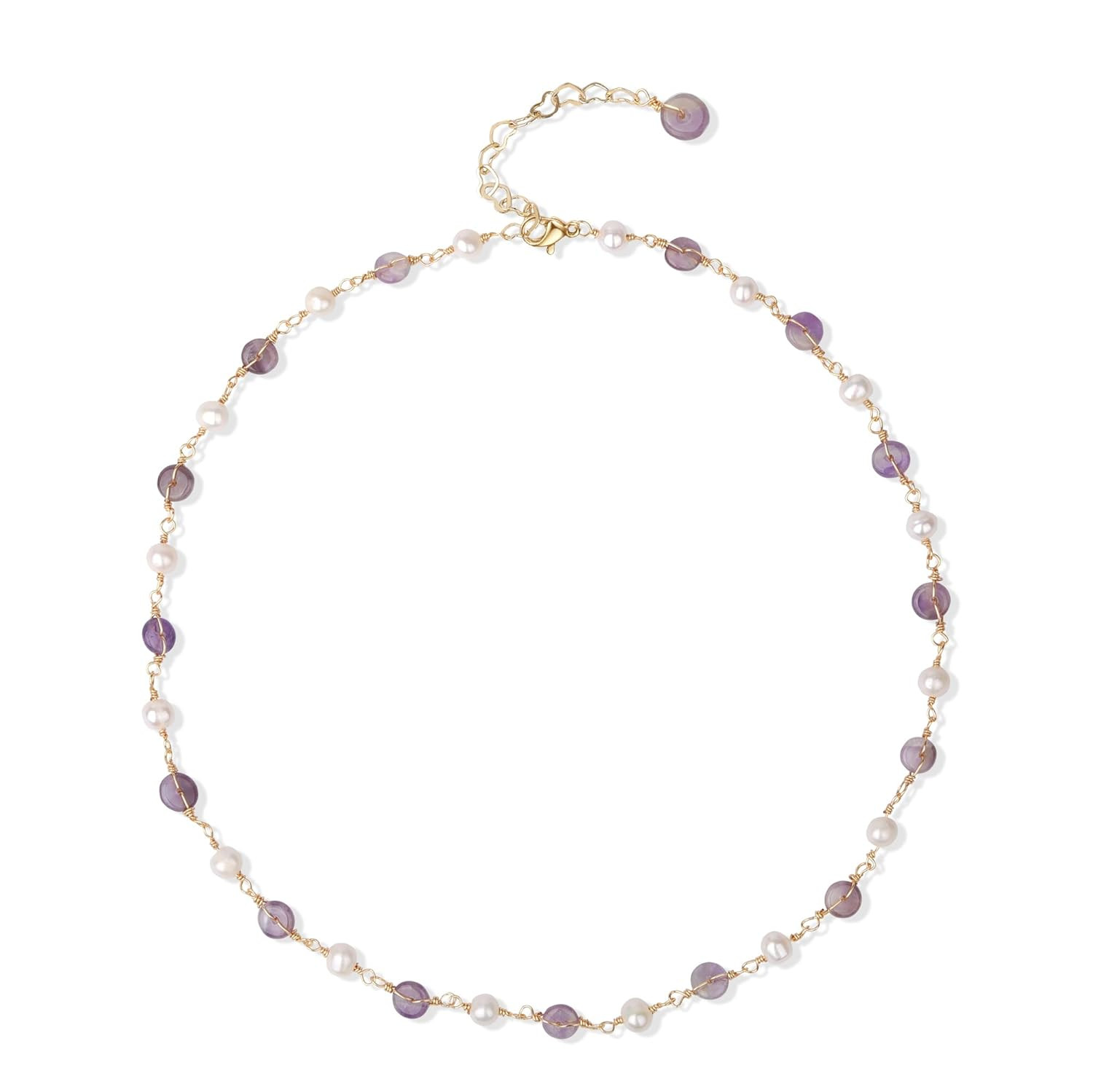 14K Gold Plated Amethyst & Pearls Necklaces for Women, Natural Freshwater Pearls Amethyst Pendant... | Amazon (US)