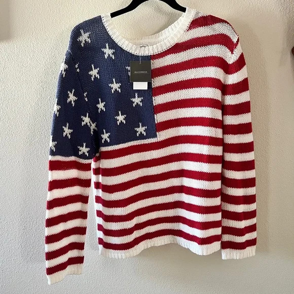 NWT Womens American Flag Long Sleeve Graphic Knit Sweater - Grayson/Threads L | Poshmark