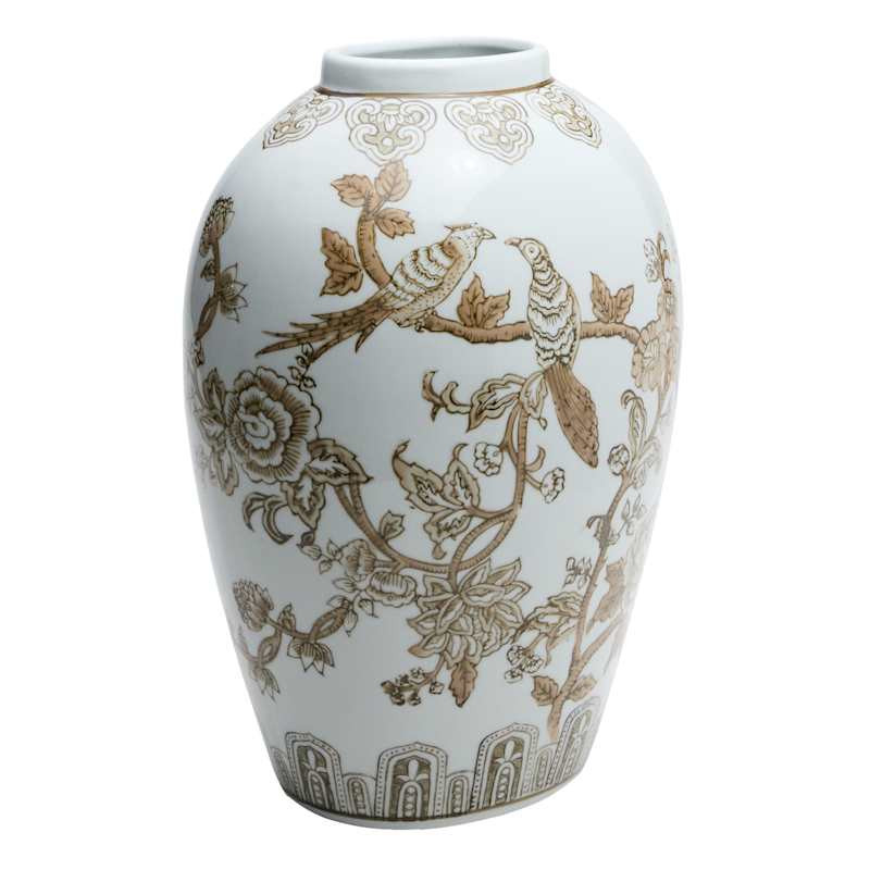 Brown Floral Ceramic Vase, 12" | At Home