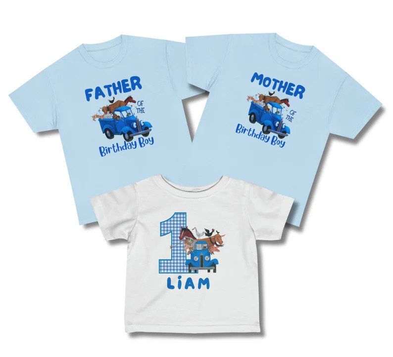 Personalized Little Blue Truck Theme T-shirts, Matching Family birthday shirts, My first birthday... | Etsy (US)