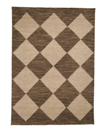 Wool Blend Hand Knotted Checkerboard Area Rug | TJ Maxx