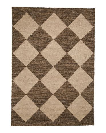 Wool Blend Hand Knotted Checkerboard Area Rug | TJ Maxx