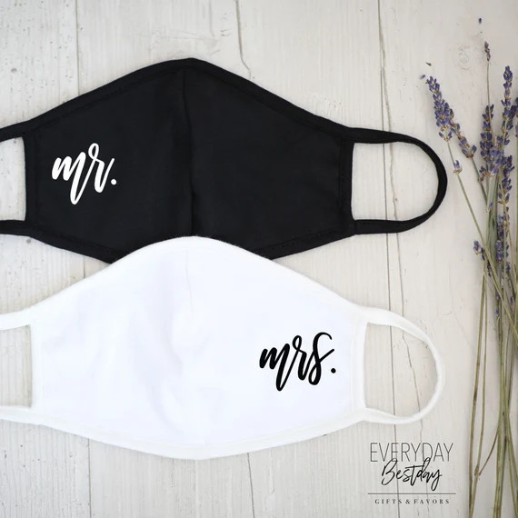Mr.& Mrs.Face Mask,Bride and Groom Face Mask,Quarantine Mask,Husband and Wife face mask,Wedding F... | Etsy (US)