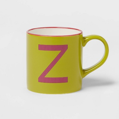 16oz Stoneware Monogram Mug 'Z' Yellow - Opalhouse™: Bohemian Initial Drinkware, Microwave & Dishwasher Safe | Target