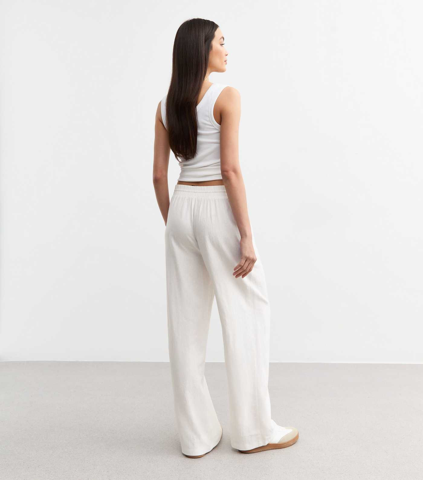 White Linen Blend Drawstring Waist Trousers | New Look | New Look (UK)
