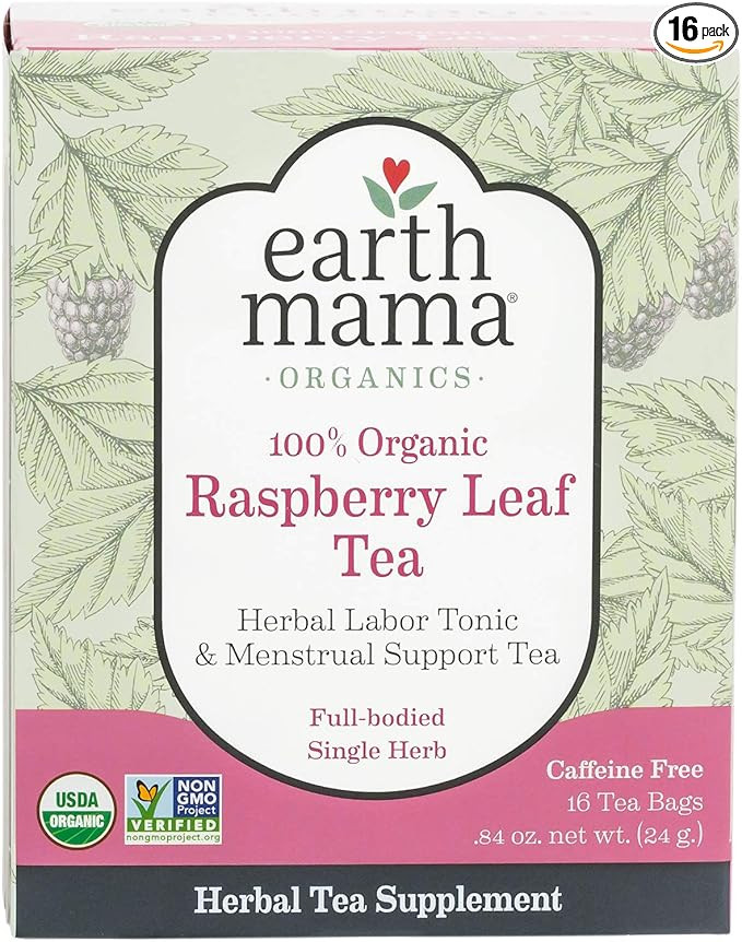 Earth Mama Organic Raspberry Leaf Tea Bags for Labor Tonic and Menstrual Support, 16 Count | Amazon (US)
