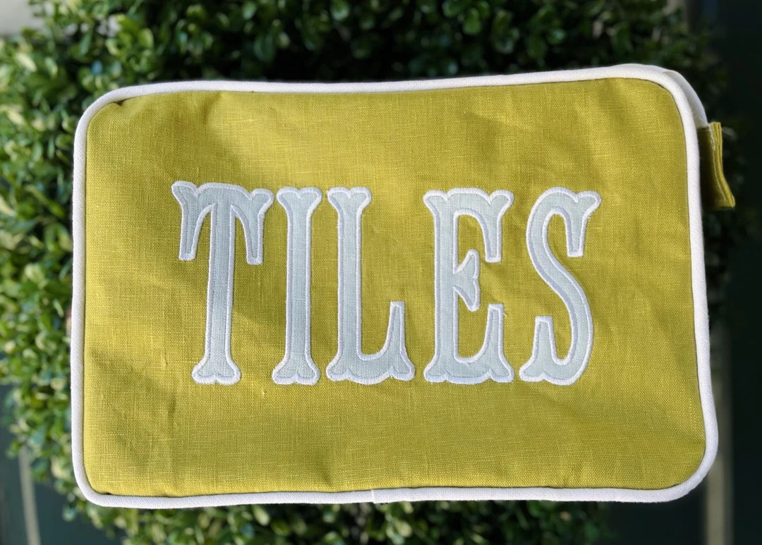 Large Personalized Custom Made Linen Cosmetic Bag Lined Vinyl Inside. - Etsy | Etsy (US)