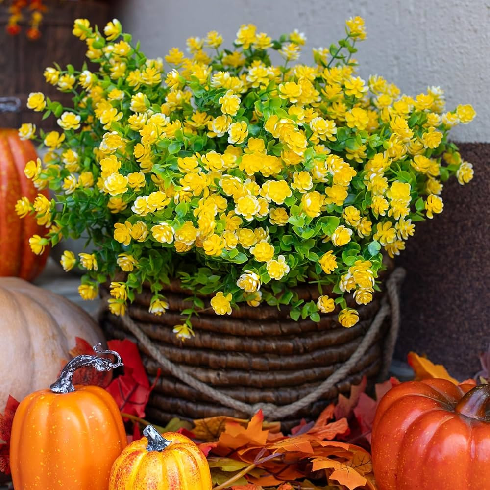 Artificial Flowers for Outdoors UV Resistant - 12 PCS Bundles Faux Fake Outdoor Plants Plastic Sh... | Amazon (US)