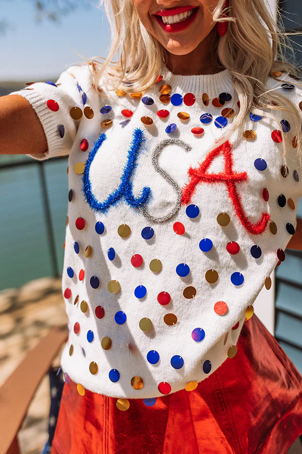 USA Pride Sequin Sweater Top | Impressions Online Boutique