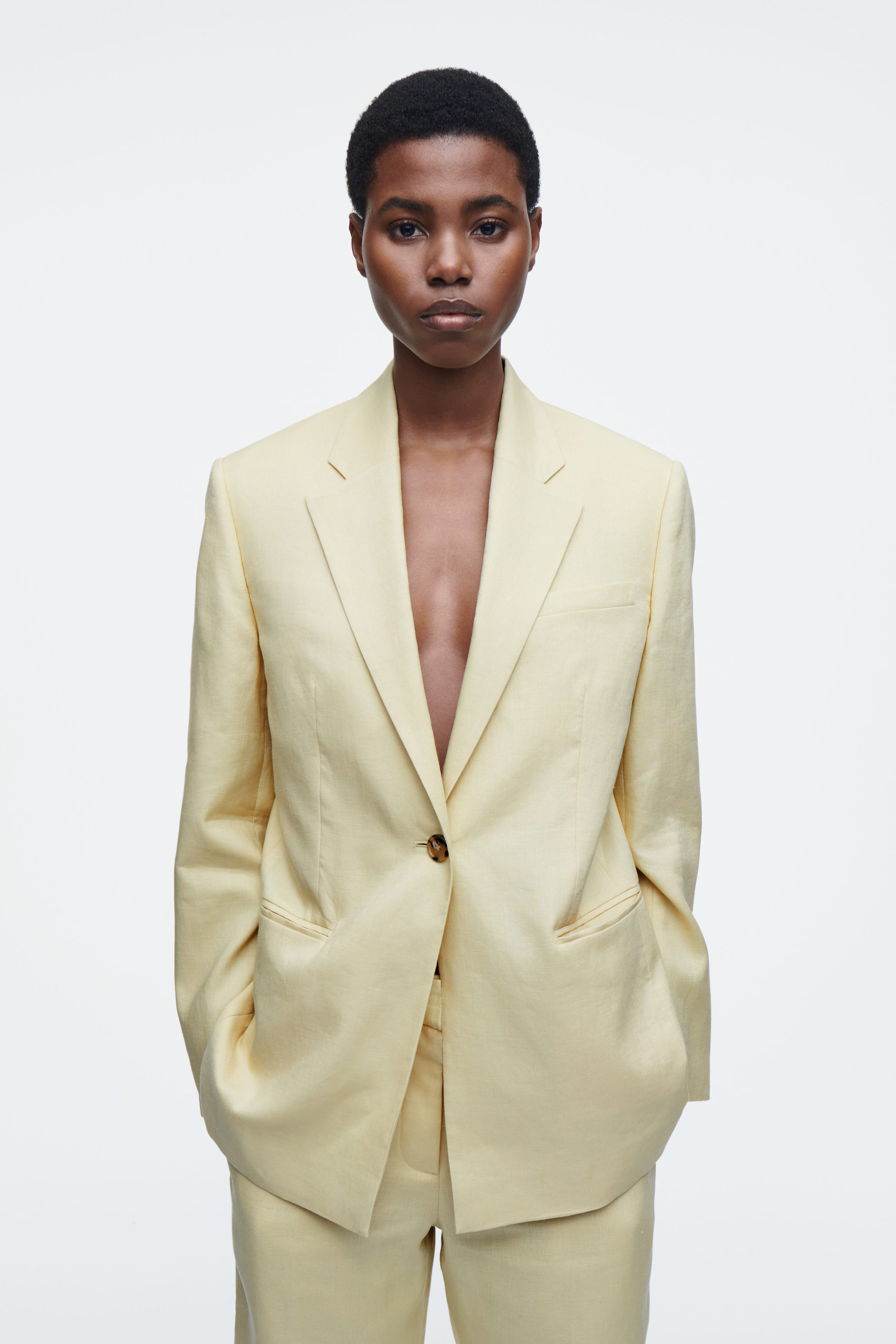 LONGLINE LINEN BLAZER - BUTTER YELLOW | COS (EU)