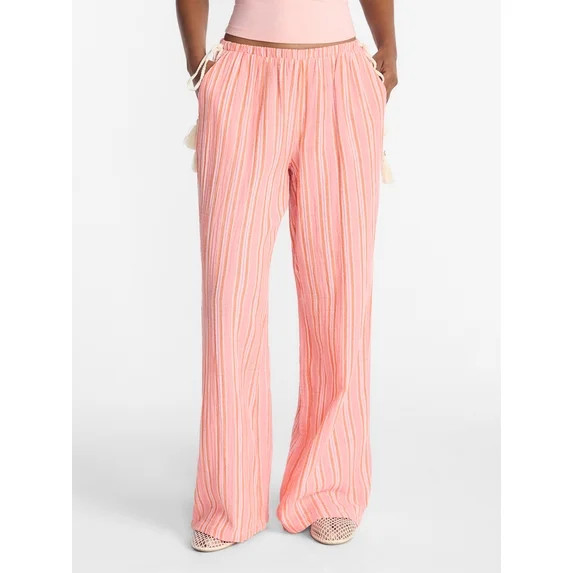 No Boundaries Cotton Gauze Side Tie Beach Pants, 31.5" Inseam, Women's XXS-4X | Walmart (US)