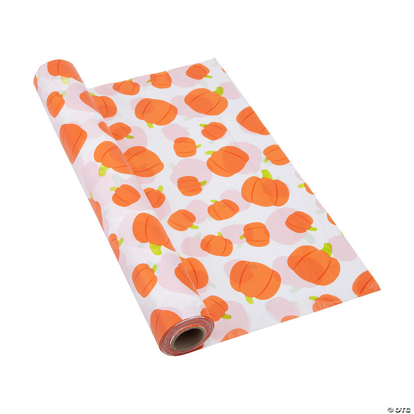 40" x 100 ft. Fall Pumpkin Plastic Tablecloth Roll | Oriental Trading Company