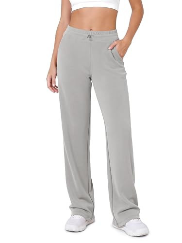 ODODOS Women's Modal Soft Wide Leg Pants with Pockets Adjustable Shockcord High Waist Casual Lounge Pants-27 Inseam, Light Gray, Medium | Amazon (US)