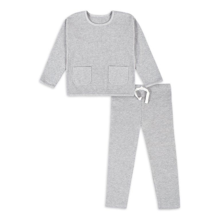 Modern Moments by Gerber Baby & Toddler Girls Waffle Top & Pant 2 Piece Outfit Set, (12M - 5T) - ... | Walmart (US)