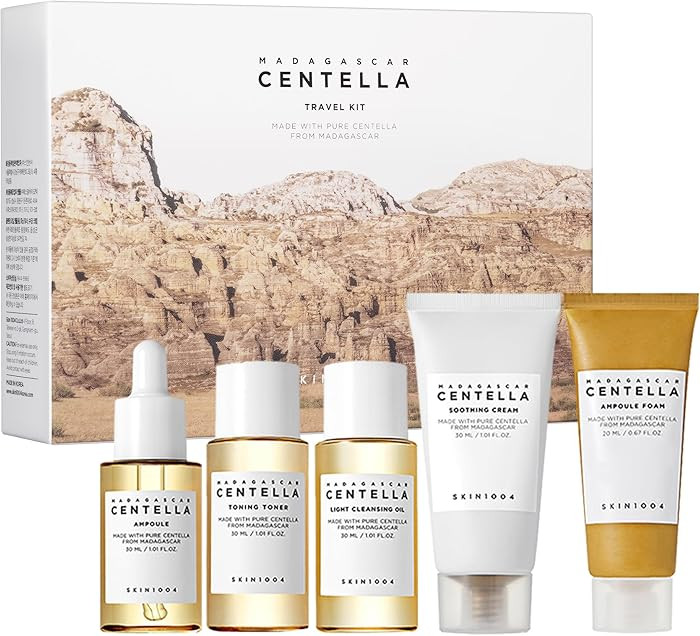 SKIN1004 Centella Travel Kit, Korean Skin Care Set with Toner, Moisturiser, Serum, Cleansing Oil ... | Amazon (US)