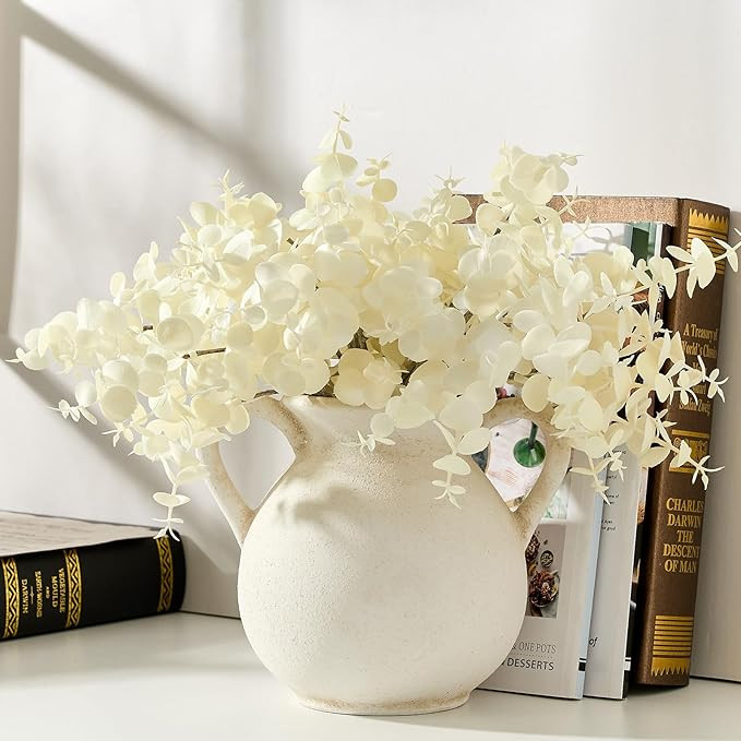 LUKA Antique Ceramic Vase with 2 Handle,6.7 inches Rustic Vase Minimalist Decor, Decorative Vases... | Amazon (US)