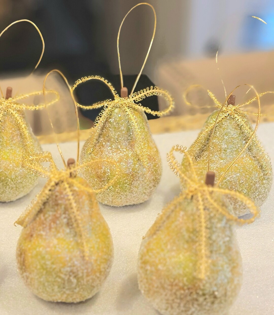 Sugared Pear Ornaments Vintage Artificial Fruit Faux Pears Hanging Christmas Tree Ornaments Chris... | Etsy (US)