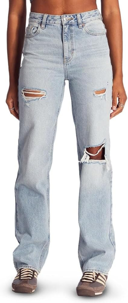 PacSun Women's '90s Boyfriend Jeans Ripped Light Indigo | Amazon (US)