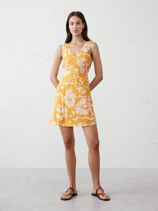 Linen-Blend Seamed Bodice Mini Dress | Banana Republic Factory | Banana Republic Factory