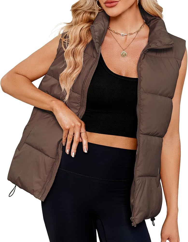 Century Star Puffer Vest for Women's Outerwear Vests Puffy Oversized 2024 Quilted Vest Tops Jacke... | Amazon (US)