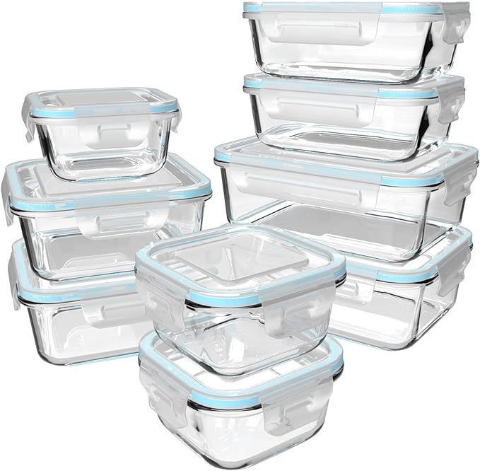S SALIENT 18 Piece Glass Food Storage Containers with Lids, Meal Prep Containers for Food Storage... | Amazon (US)