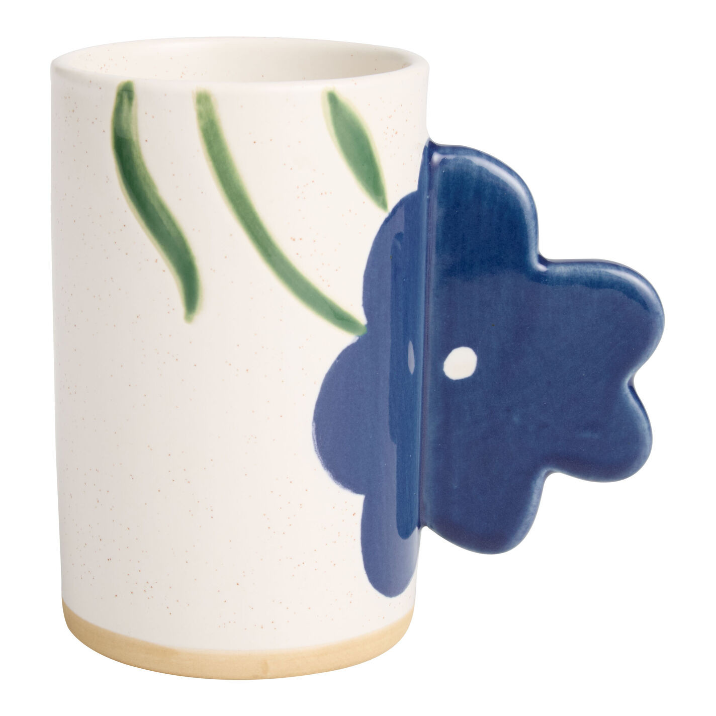 Speckled Hand Painted Ceramic Mug with Flower Handle | World Market