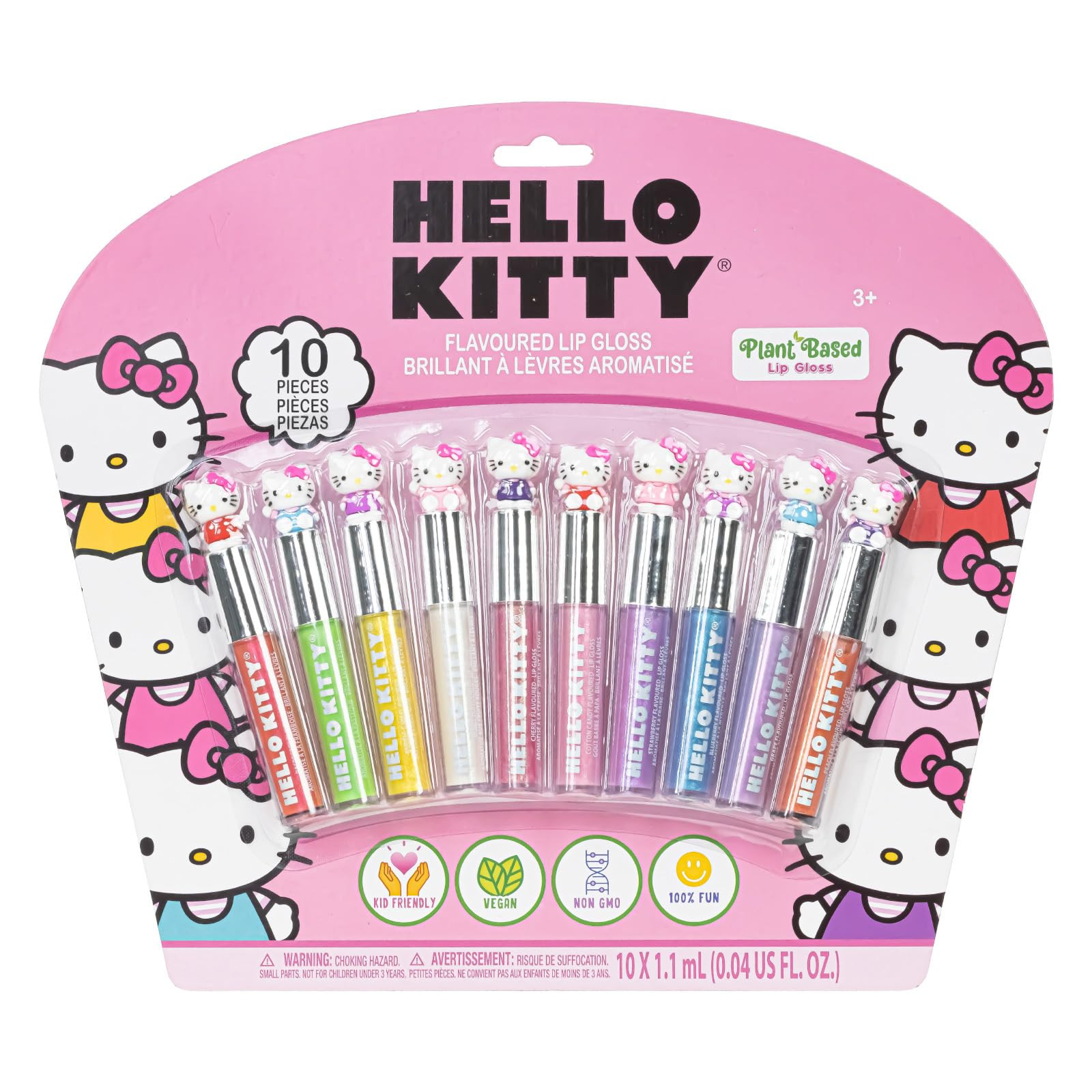 Hello Kitty 10 Piece Plant Based Lip Gloss, Girls Party Favors, First Makeup Set for Girl, Perfec... | Amazon (US)
