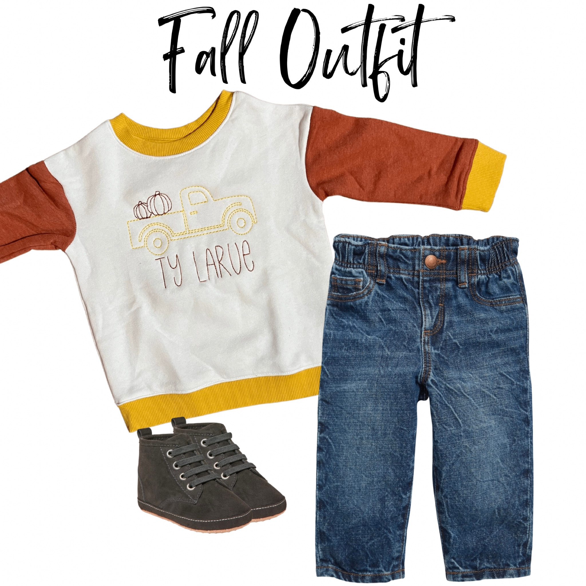 Pumpkin Patch Outfit 🎃 
Custom pieces are my absolute favorite thing to order for Ty! 
•
•
Sweater: Busy B’s Tees on Facebook 
Pants + Shoes: Old Navy 

#falltruck #fall #pumpkinpatch #oldnavy #vintagetruck #pumpkin #fallfavs 

#LTKHalloween #LTKSeasonal #LTKbaby