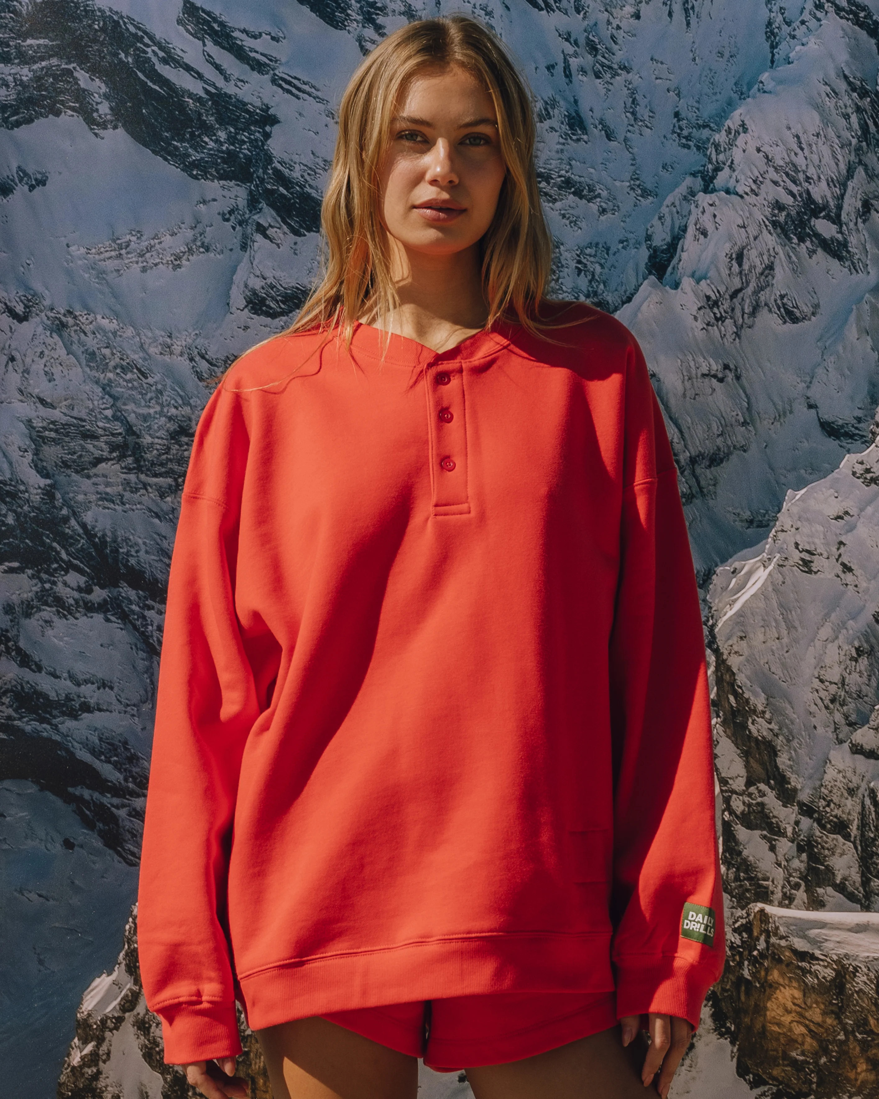 Oversized Fleece Henley - Heart | Daily Drills