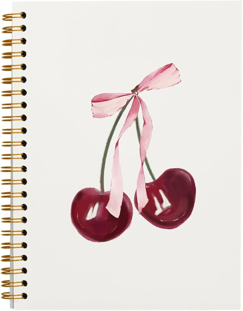 OXW Coquette Pink Bow Cherry Notebook, Cute Girly Gifts Notebook Journal | Amazon (US)