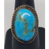 Fa1108 Vintage Sterling & Turquoise Ring, Size 7.5 | Etsy (US)
