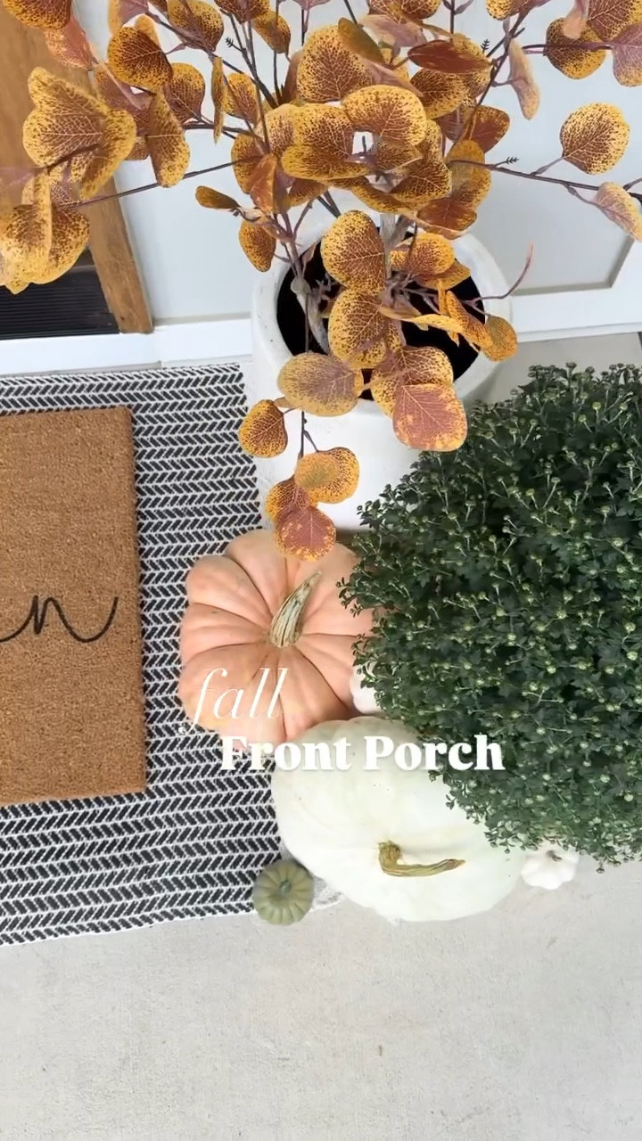 🍂Fall Front Porch 

#fallstyling #fallfrontporch #falldecor #pumpkinseason 

Front door wreath, fall wreath, fall mat, fall trees, faux tree, outdoor tree, porch decor, fall styling, fall decorating 

#LTKSeasonal #LTKHome #LTKVideo