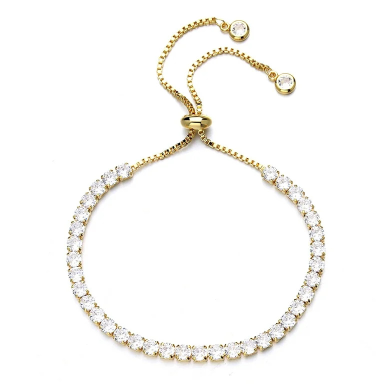 Swarovski Crystal Adjustable Tennis Bracelet in 14K Gold | Walmart (US)