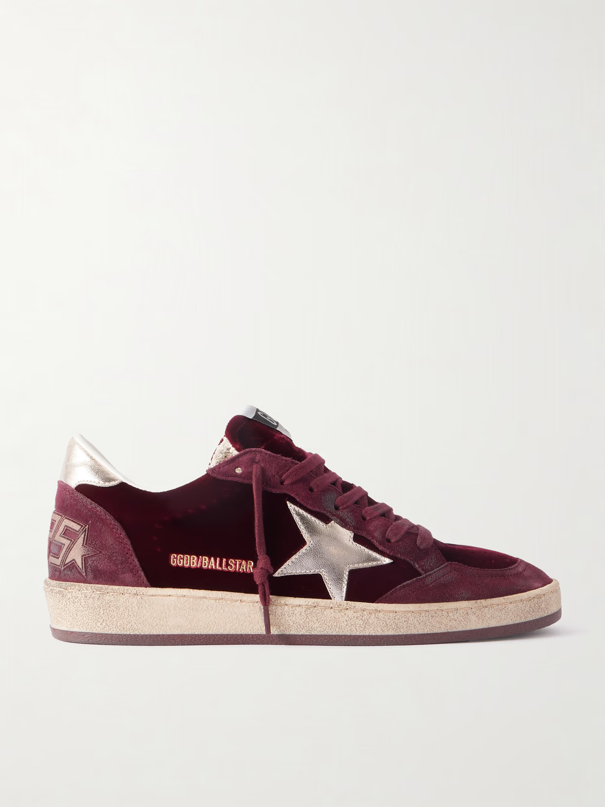 Golden Goose - Ballstar Suede And Leather-trimmed Velvet Sneakers - Red | NET-A-PORTER (US)