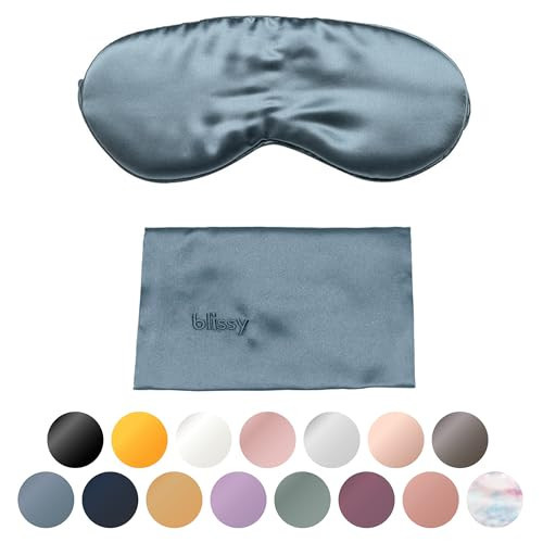 Blissy Silk Sleep Mask - Eye Sleeping Mask for Women & Men for Total Blackout - 100% Pure Mulberry Silk, 22 Momme 6a Fibers - Blindfold Sleep Mask Side Sleeper Eye Cover (Ash Blue) | Amazon (US)