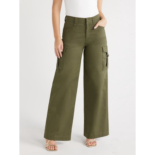 Sofia Jeans Women's Wide Leg Cargo Pants, 32" Inseam, Sizes 0-22 | Walmart (US)