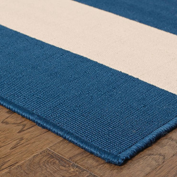 Rio Striped Patio Rug Blue/Ivory | Target