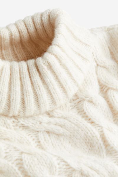 Cable-knit Mock Turtleneck Sweater - Cream - Ladies | H&M US | H&M (US + CA)