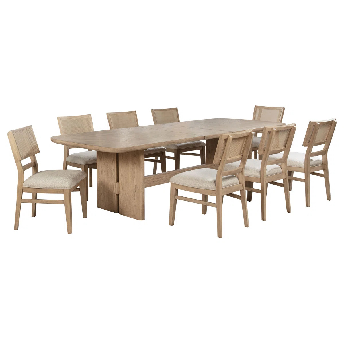 Coriene 9-piece Rectangular Wood Dining Table Set Beige Oak | Wayfair North America