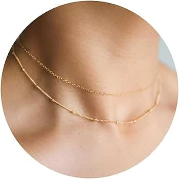 CHESKY Gold Dainty Choker Necklace for Women, 14k Gold Plated Beaded Choker Cuban Link, Cute Tren... | Amazon (US)
