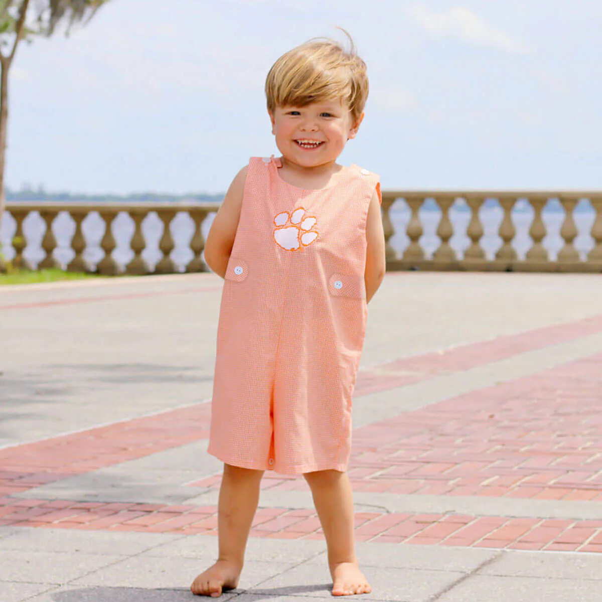 Clemson Embroidered Orange Jon Jon | Classic Whimsy