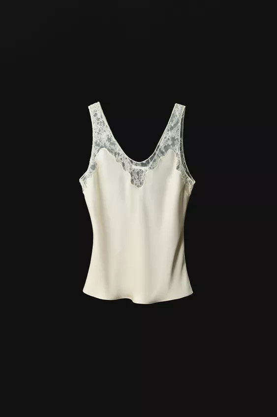 SATIN EFFECT LACE TOP ZW COLLECTION | Zara US